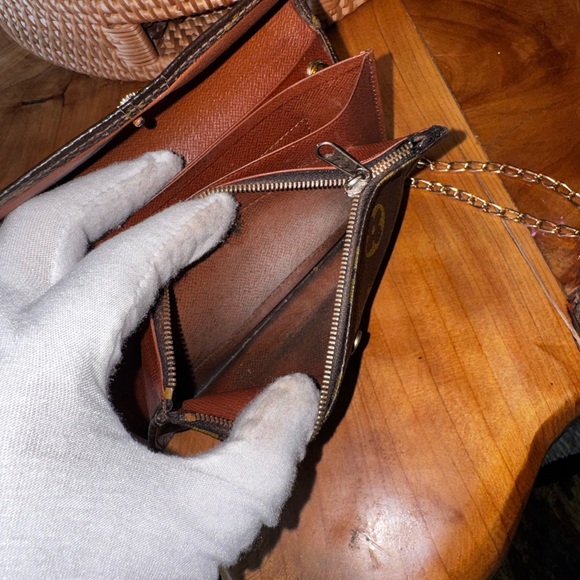 Louis Vuitton Monogram Bifold Wallet Brown/ vintage repurposed, rare find - Picture 12 of 17